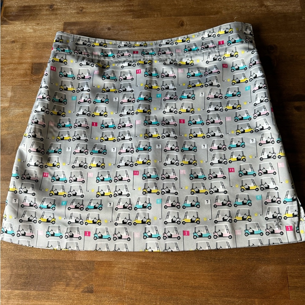 Stylish Gray Skirt with Colorful Scooter Print